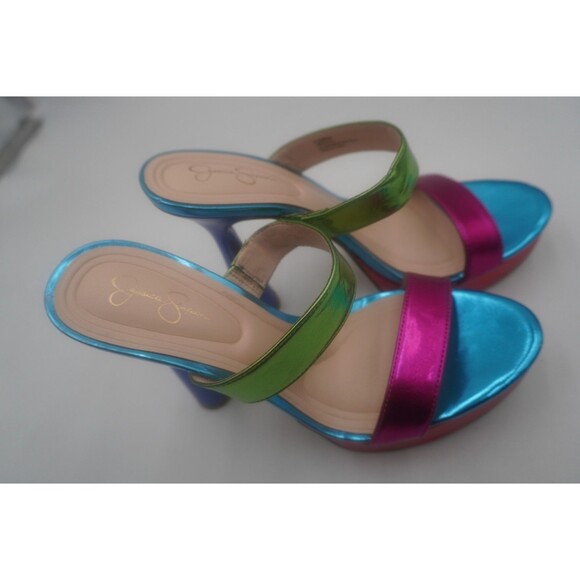 Jessica Simpson Sempira Metallic Rainbow Slip On Platform Block Heel Sandals 10 - Picture 9 of 16